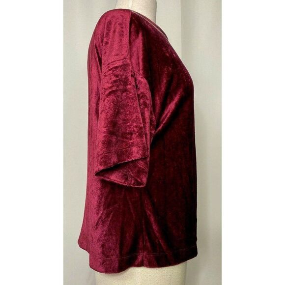 Urban Outfitters Room Service Cranberry Crushed Velvet Tee Top Sz Small NEW - Picture 4 of 6